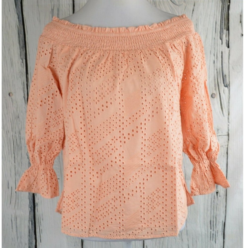 Eva Longoria Off-Shoulder Blouses Top Shirt Eyelet